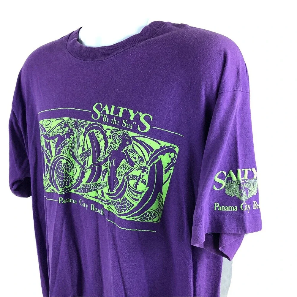 Saltys By The Sea Bar T-Shirt XL Panama City Beach Florida Single Stitch Vintage